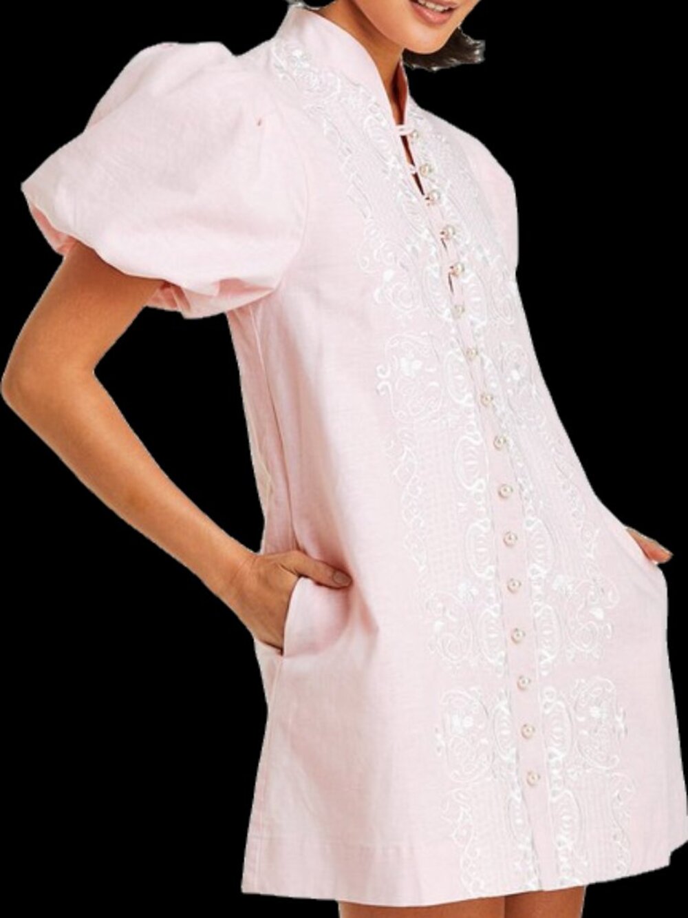 Mestiza New York Elliana Barong Mini Dress in Pink